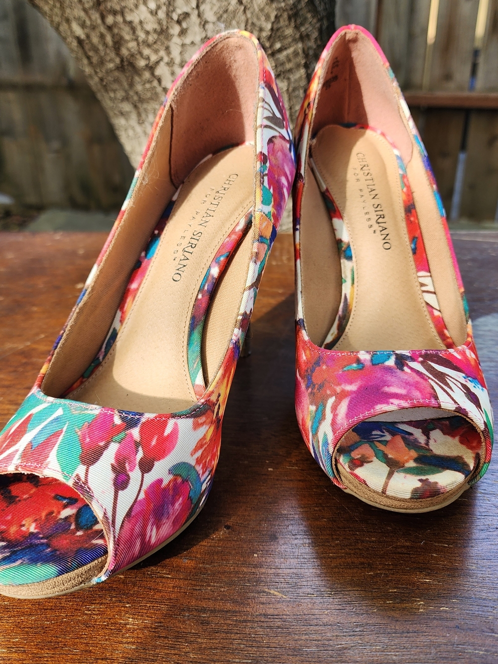 Christian Siriano for Payless Multicolor Floral Peep Toe Pumps